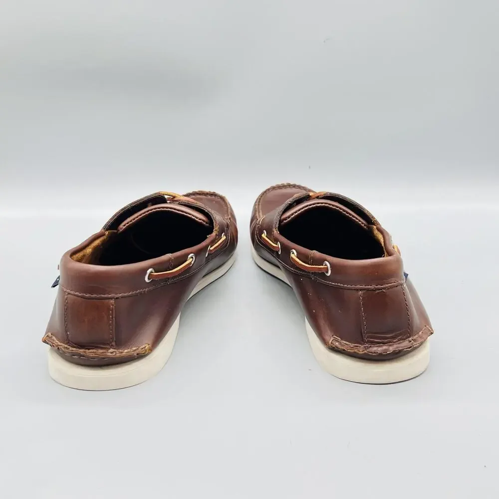 J Crew Shoes Mens 13 Brown Leather 2 Eye Boat Moc Toe Casual Comfort Nautical